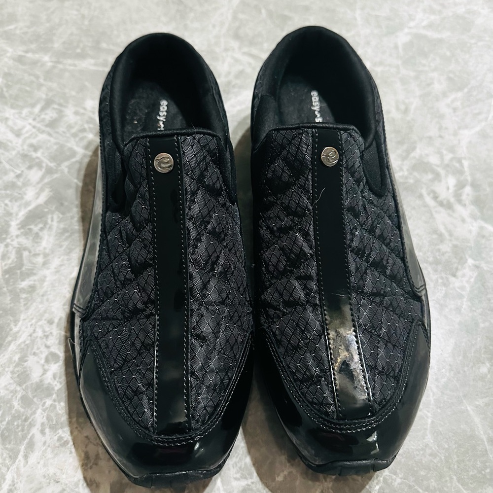 Easy Spirit Women's Traveltime Mule Shoes Black Size 10W Quilted leather Slip On